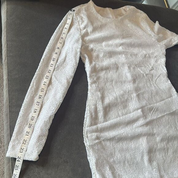 Women’s White Long Sleeve Sequin Formal Prom Party Dress Zip Back Size M NWOT - Picture 12 of 14